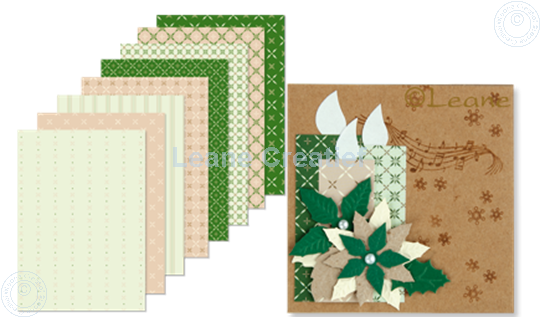 Image sur Feuilles décorées beige & vert A5