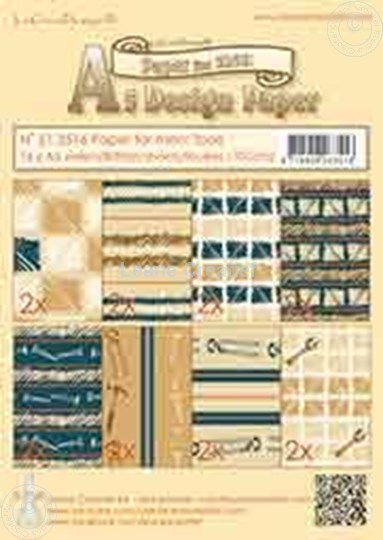 Bild von Design Paper Men tools blue/brown