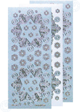 Afbeeldingen van Kerst stickers Pearl blue zilver sneeuwvlok