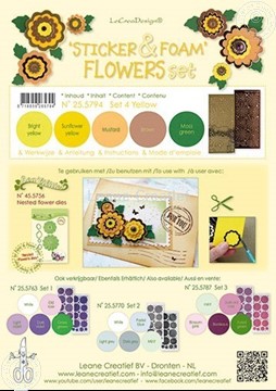 Afbeeldingen van Sticker &  Foam Flowers Set 4 geel