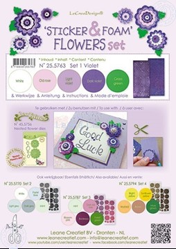 Afbeeldingen van Sticker &  Foam Flowers Set 1 Violet 