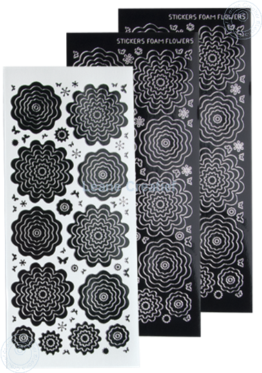 Afbeelding van Nested Flower Sticker black silver