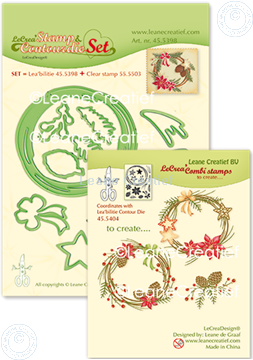 Bild von Set Stamp & Contour Die Wreath X-mas