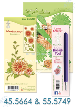 Afbeeldingen van Multi die & Clearstamp Chrysant & Roll-up tool