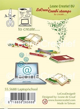 Afbeeldingen van Combi clear stamp Laptop - School 