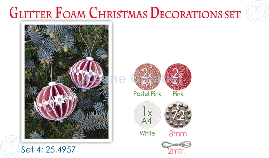 Image sur Glitter Foam Boule de Noël décoration Set 4