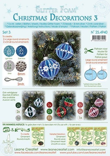 Afbeelding van Glitter Foam Kerstbal decoratie Set 3