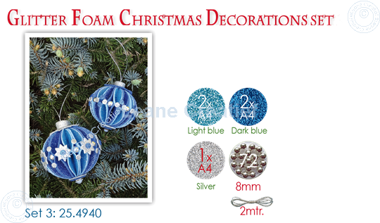 Bild von Glitter Foam Weihnachtskugel Dekoration Set 3