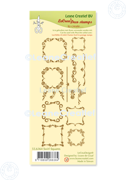 Afbeeldingen van LeCreaDesign® combi clear stamp Swirl Vierkanten