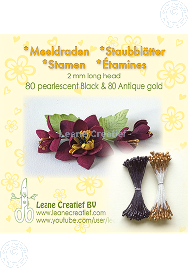 Afbeelding van Meeldraden 2mm,  80 pearl black & 80 antique gold