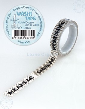 Afbeeldingen van Washi tape Dagen van de Week, 10mm x 5m.