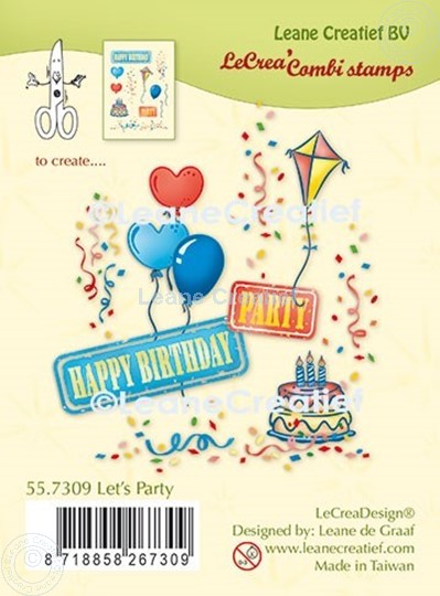 Afbeelding van LeCreaDesign® combi clear stamp Feest