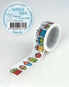 Afbeeldingen van Washi tape Cadeautjes & Cupcakes, 20mm x5m.