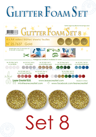 Afbeelding van Glitter Foam set 8, 4 vellen A4 Goud