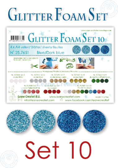 Afbeelding van Glitter Foam set 10, 4 vellen A4 2 blauw & 2 donker blauw