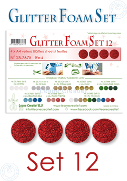 Afbeeldingen van Glitter Foam set 12, 4 vellen A4 Rood