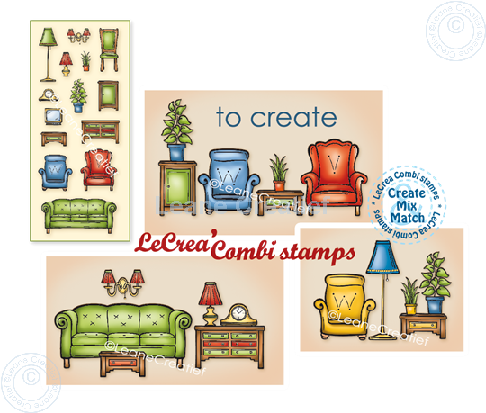 Afbeelding van LeCreaDesign® combi clear stamp Meubels