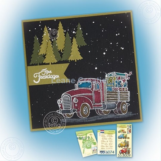 Afbeelding van Christmas Truck on black card
