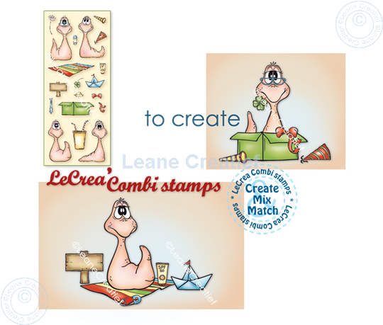 Afbeelding van LeCreaDesign® combi clear stamp Wormpjes 