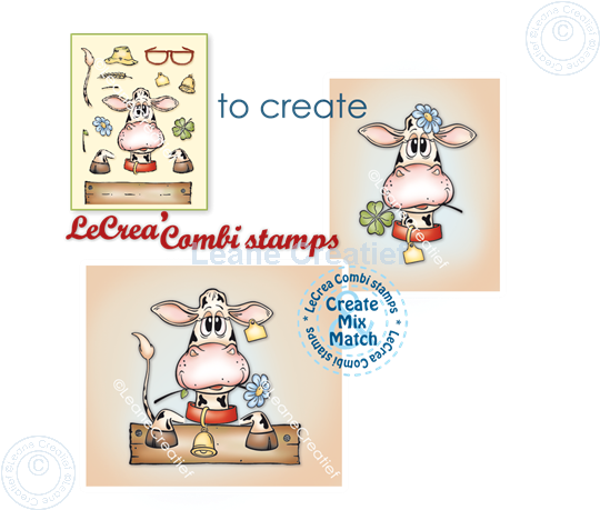 Picture of LeCreaDesign® combi clear stamp Cute cow