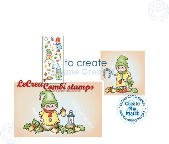 Afbeelding van LeCreaDesign® combi clear stamp Kabouters