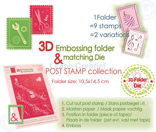 Bild von 3D embossing Schablone & Schneideschablone, Briefmarke 3x4cm Hobby, 9 Motive