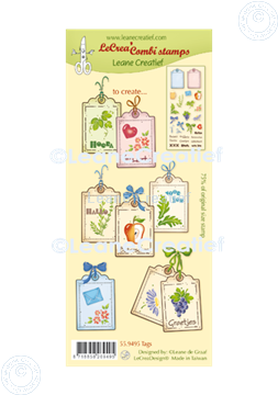 Image de LeCreaDesign® tampon clair à combiner Étiquettes, 9 différents, 3x4 cm